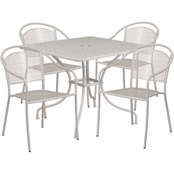 Flash Furniture 35.5SQ Gray Patio Table Set, Model# CO-35SQ-03CHR4-SIL-GG
