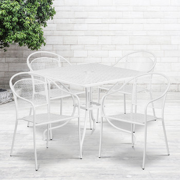 Flash Furniture 35.5SQ White Patio Table Set, Model# CO-35SQ-03CHR4-WH-GG 2