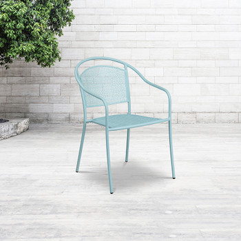 Flash Furniture Blue Round Back Patio Chair, Model# CO-3-SKY-GG 2