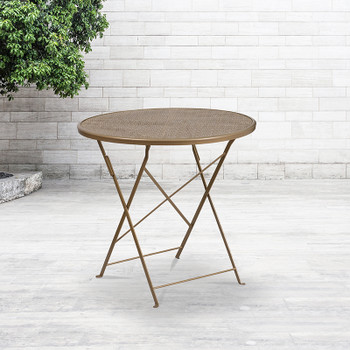 Flash Furniture 30RD Gold Folding Patio Table, Model# CO-4-GD-GG 2