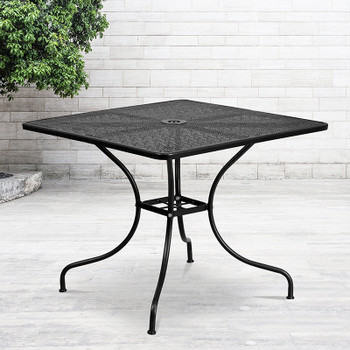 Flash Furniture 35.5SQ Black Patio Table, Model# CO-6-BK-GG 2