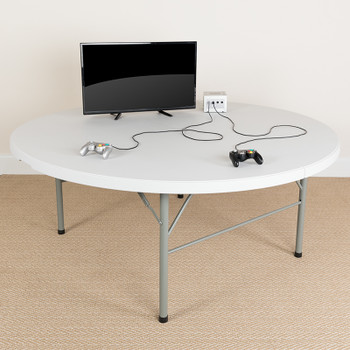 Flash Furniture 72RD White Bi-Fold Table, Model# DAD-183RZ-GG 2