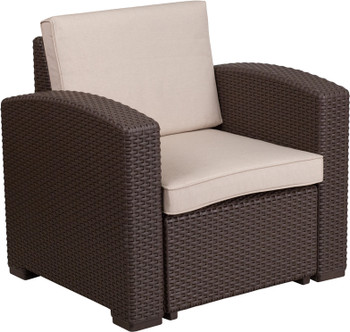 Flash Furniture Chocolate Rattan Outdoor Chair, Model# DAD-SF1-1-GG