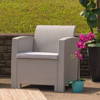 Flash Furniture Gray Rattan Outdoor Chair, Model# DAD-SF2-1-GG 2