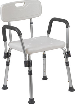 Flash Furniture HERCULES Series White Quick Release Bath Chair, Model# DC-HY3523L-WH-GG