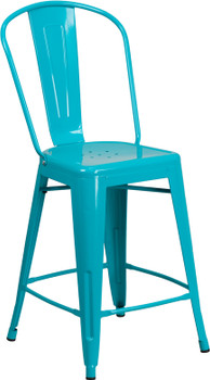 Flash Furniture 24" Teal Metal Outdoor Stool, Model# ET-3534-24-CB-GG