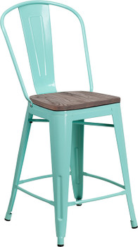 Flash Furniture 24" Mint Metal Counter Stool, Model# ET-3534-24-MINT-WD-GG