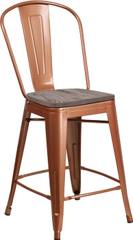 Flash Furniture 24" Copper Metal Counter Stool, Model# ET-3534-24-POC-WD-GG