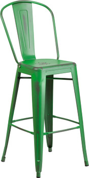 Flash Furniture Distressed Green Metal Stool, Model# ET-3534-30-GN-GG