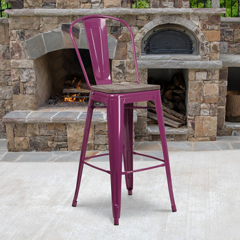 Flash Furniture 30" Purple Metal Bar Stool, Model# ET-3534-30-PUR-WD-GG 2
