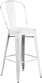 Flash Furniture Distressed White Metal Stool, Model# ET-3534-30-WH-GG