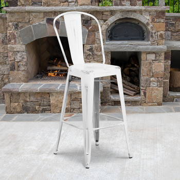 Flash Furniture Distressed White Metal Stool, Model# ET-3534-30-WH-GG 2