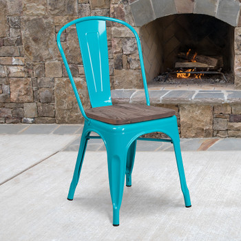 Flash Furniture Crystal Teal-Blue Metal Chair, Model# ET-3534-CB-WD-GG 2