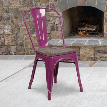 Flash Furniture Purple Metal Chair, Model# ET-3534-PUR-WD-GG 2