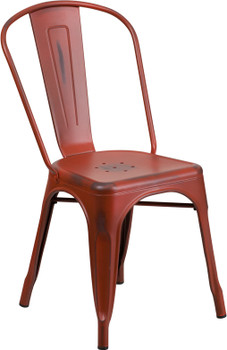 Flash Furniture Distressed Red Metal Chair, Model# ET-3534-RD-GG