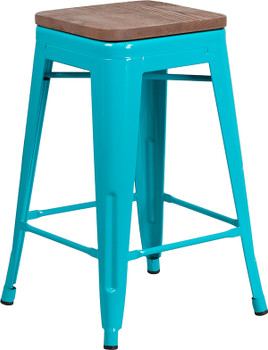 Flash Furniture 24" Teal No Back Metal Stool, Model# ET-BT3503-24-CB-WD-GG