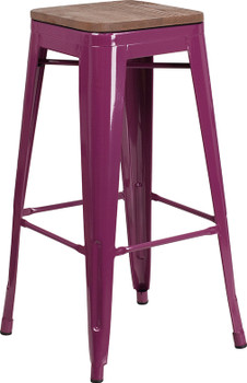 Flash Furniture 30" Purple No Back Metal Stool, Model# ET-BT3503-30-PUR-WD-GG