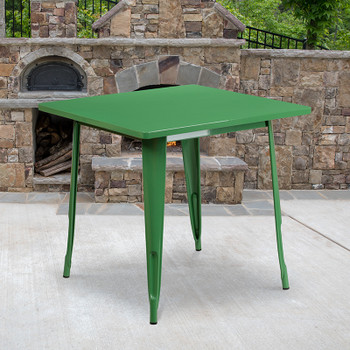 Flash Furniture 31.5SQ Green Metal Table, Model# ET-CT002-1-GN-GG 2