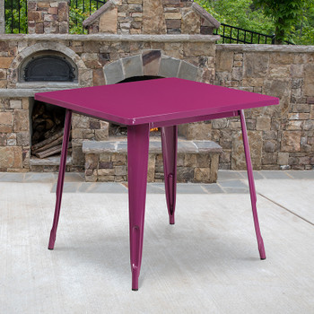 Flash Furniture 31.5SQ Purple Metal Table, Model# ET-CT002-1-PUR-GG 2