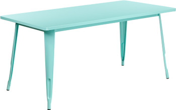 Flash Furniture 31.5x63 Mint Green Metal Table, Model# ET-CT005-MINT-GG