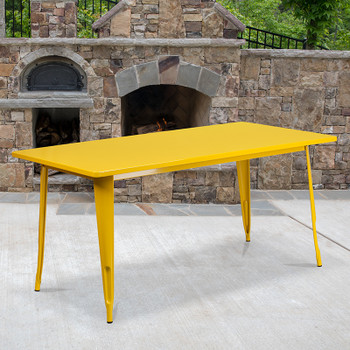 Flash Furniture 31.5x63 Yellow Metal Table, Model# ET-CT005-YL-GG 2