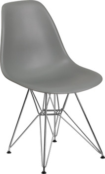 Flash Furniture Elon Series Gray Plastic/Chrome Chair, Model# FH-130-CPP1-GY-GG