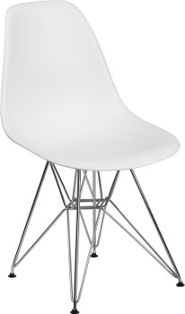 Flash Furniture Elon Series White Plastic/Chrome Chair, Model# FH-130-CPP1-WH-GG