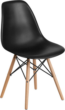 Flash Furniture Elon Series Black Plastic/Wood Chair, Model# FH-130-DPP-BK-GG