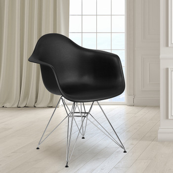 Flash Furniture Alonza Series Black Plastic/Chrome Chair, Model# FH-132-CPP1-BK-GG 2