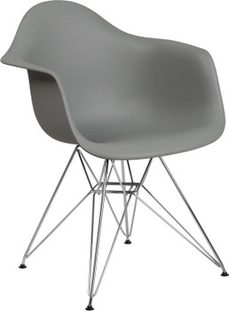 Flash Furniture Alonza Series Gray Plastic/Chrome Chair, Model# FH-132-CPP1-GY-GG