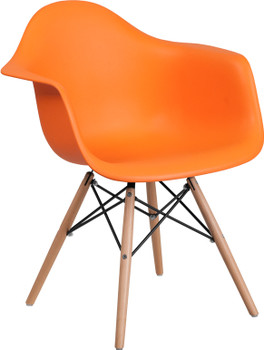 Flash Furniture Alonza Series Orange Plastic/Wood Chair, Model# FH-132-DPP-OR-GG