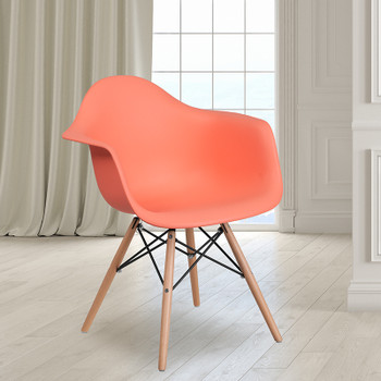 Flash Furniture Alonza Series Peach Plastic/Wood Chair, Model# FH-132-DPP-PE-GG 2