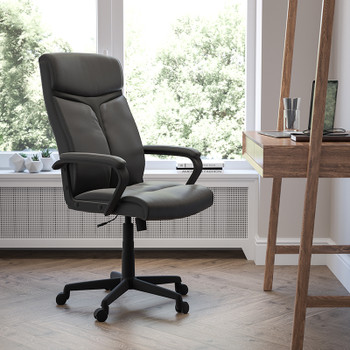 Flash Furniture Black High Back Leather Chair, Model# GO-2196-1-GG 2