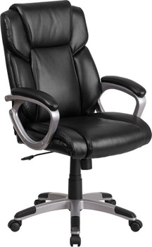 Flash Furniture Black Mid-Back Leather Chair, Model# GO-2236M-BK-GG