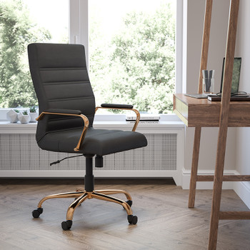 Flash Furniture Black High Back Leather Chair, Model# GO-2286H-BK-GLD-GG 2