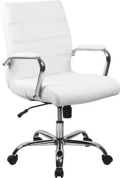 Flash Furniture White Mid-Back Leather Chair, Model# GO-2286M-WH-GG