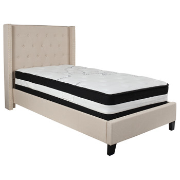 Flash Furniture Riverdale Twin Platform Bed Set-Beige, Model# HG-BM-33-GG