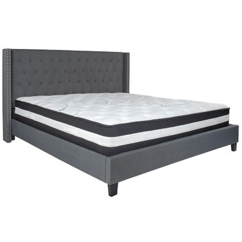 Flash Furniture Riverdale King Platform Bed Set-Gray, Model# HG-BM-48-GG