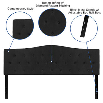 Flash Furniture Cambridge King Headboard-Black Fabric, Model# HG-HB1708-K-BK-GG