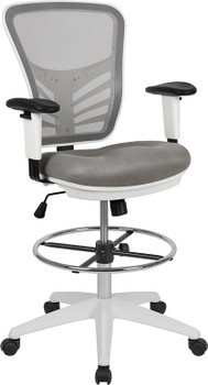Flash Furniture Gray Draft Chair-White Frame, Model# HL-0001-1CWHITE-LTGY-GG