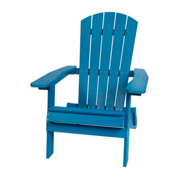 Flash Furniture Charlestown Blue Folding Adirondack Chair, Model# JJ-C14505-BLU-GG