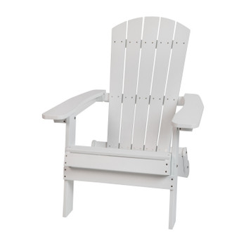 Flash Furniture Charlestown White Folding Adirondack Chair, Model# JJ-C14505-WH-GG