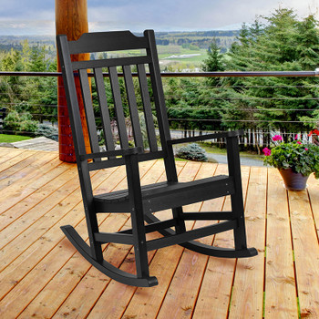 Flash Furniture Winston Black Wood Rocking Chair, Model# JJ-C14703-BK-GG 2