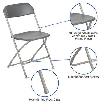 Flash Furniture HERCULES Series Grey Plastic Folding Chair, Model# LE-L-3-GREY-GG 2