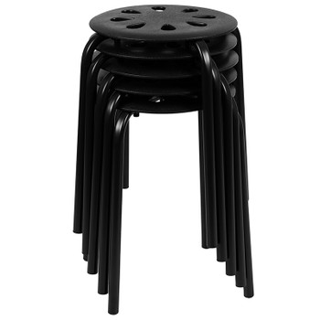 Flash Furniture 5PK Black 17.5"H Stack Stools, Model# LE-S1-BLACK-GG