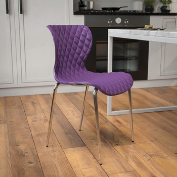 Flash Furniture Lowell Purple Plastic Stack Chair, Model# LF-7-07C-PUR-GG 2