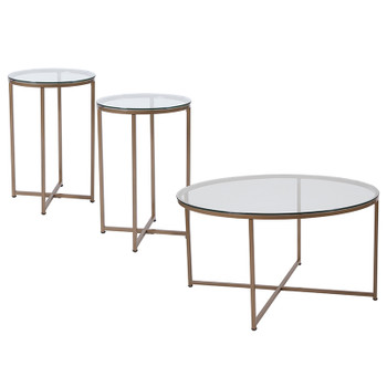 Flash Furniture Greenwich Collection 3 Piece Glass Coffee Table Set, Model# NAN-CEK-10-GG