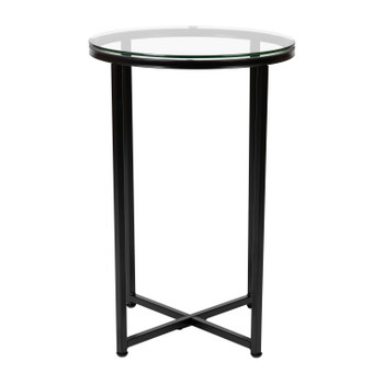 Flash Furniture Greenwich Collection Glass End Table-Black Frame, Model# NAN-JH-1786ET-BK-GG