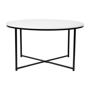 Flash Furniture Hampstead Collection White Coffee Table-Black Frame, Model# NAN-JH-1787CT-BK-GG