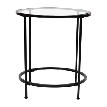 Flash Furniture Astoria Collection Glass End Table-Black Frame, Model# NAN-JN-21750ET-BK-GG